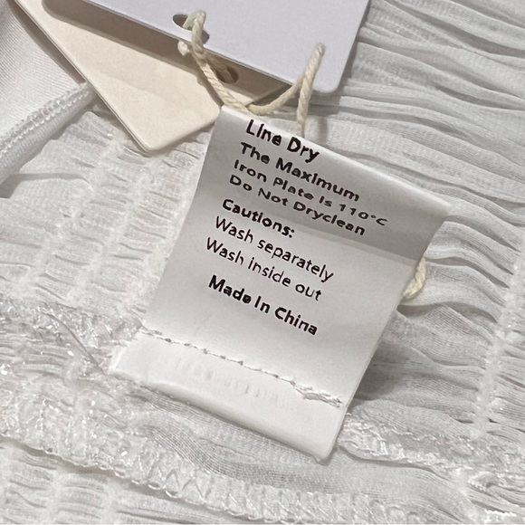 Commense Layered Ruffle Eyelet Long Dress Ruched Smocked Detail Slit Back - Picture 14 of 16